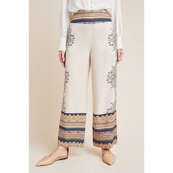 Anthropologie Pants - Farm Rio for Anthropologie Satin Wide-Leg Pants